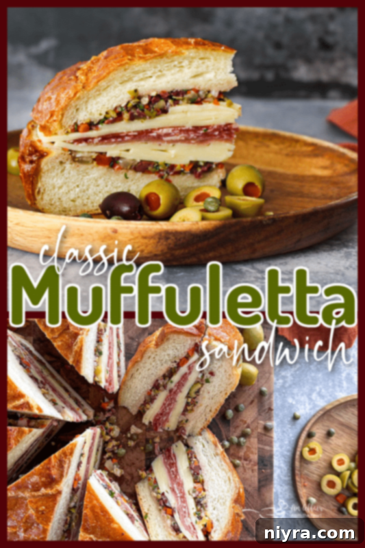 New Orleans Iconic Muffuletta 12 A whole Muffuletta sandwich ready to be served