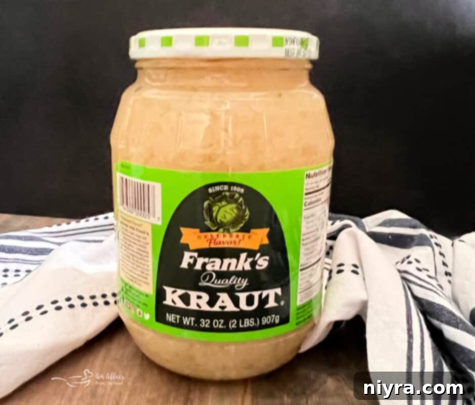 Smoky Dogs with Zesty Kraut 4 Multiple jars of Frank's Kraut stacked together