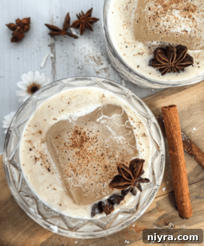 White Russian Cocktail woth spices for garnish