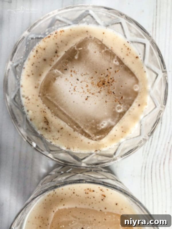 White Russian Cocktail with big cubes of ice