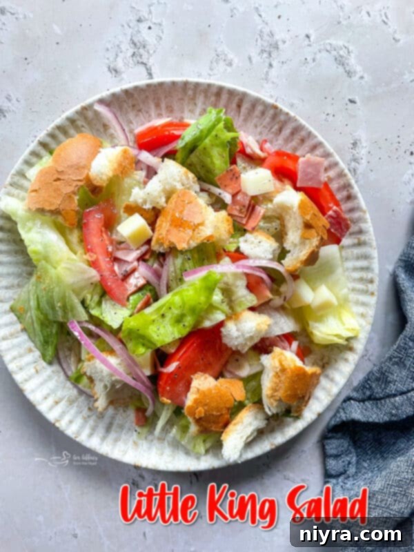 Hero shot of the Little King Salad, fresh and appealing