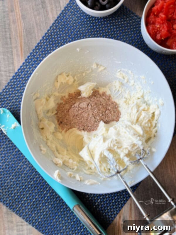 Step one for making Fiesta Corn Dip