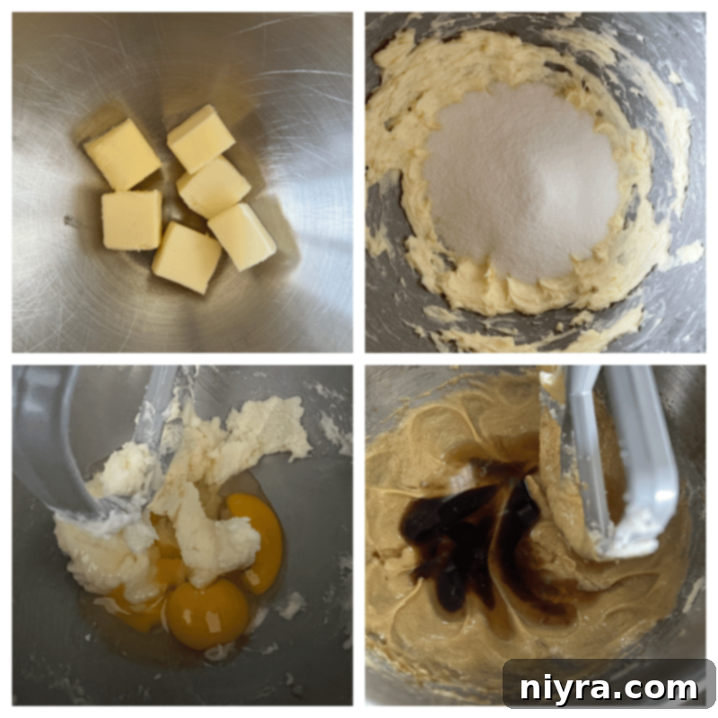 Mixing butter and sugars for cookies