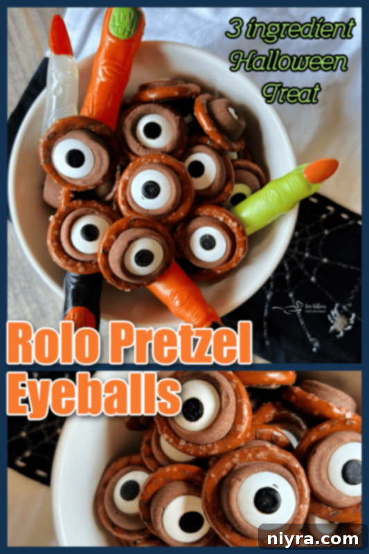 Finished Rolo Pretzel Eyeballs on a plate