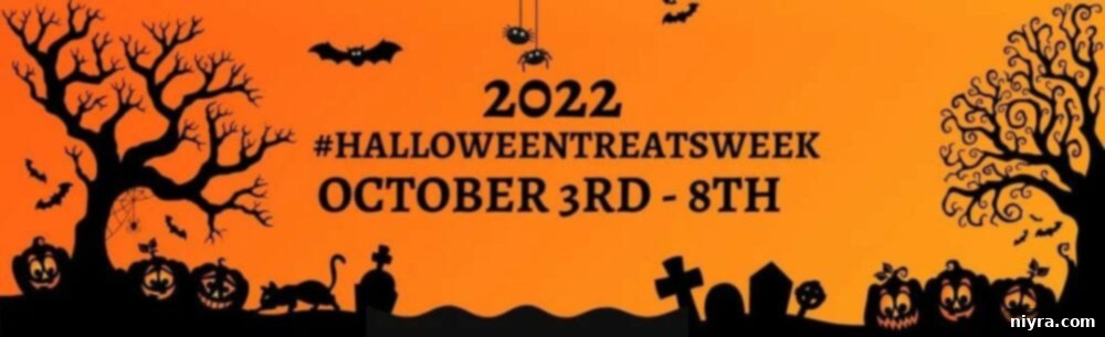 Banner for Halloween Treats Week, featuring various Halloween-themed treats.
