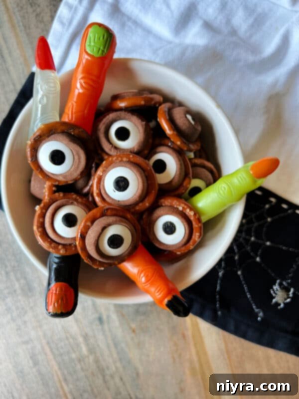 Rolo Pretzel Eyeballs, a quick and easy Halloween treat.