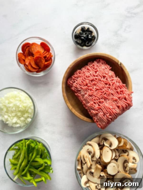 A Supreme Pizza cooking on a pizza stone in a hot oven.