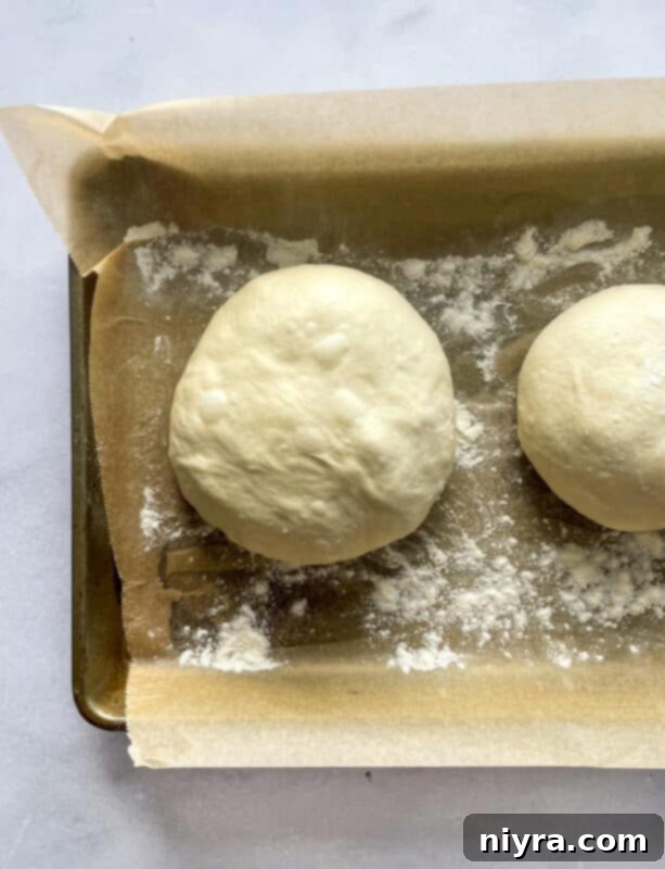 Freshly made pizza dough, ready to be shaped.