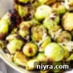 Extreme close up of air fryer brussels sprouts.