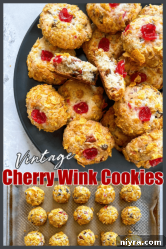 A stack of perfectly baked Cherry Wink Cookies, inviting to be eaten.