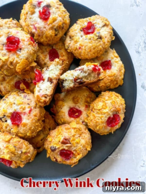 A final hero shot of Cherry Wink Cookies, beautifully arranged and inviting.