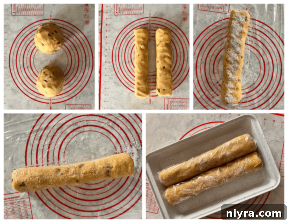 Close-up of cookie dough being mixed in a bowl with an electric mixer.