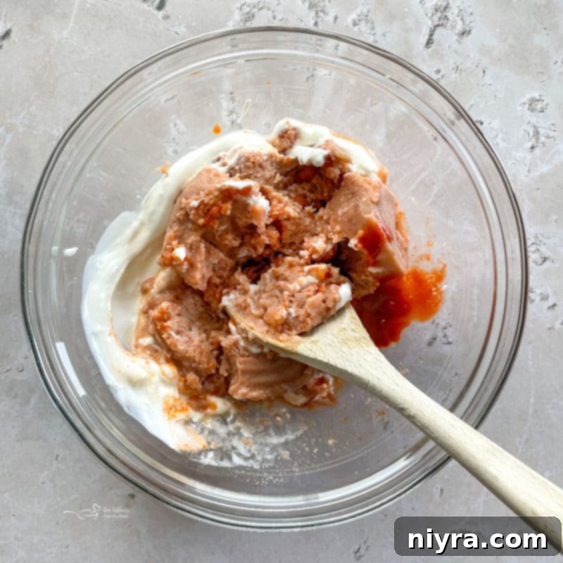 Mixing ingredients for bean dip