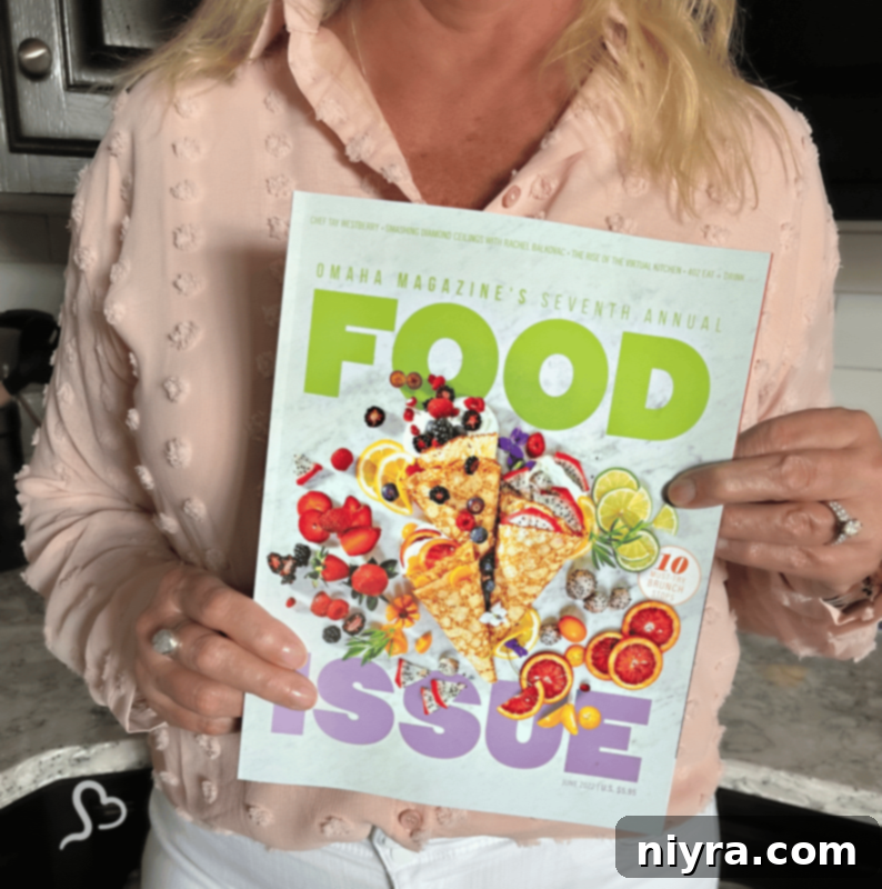 Omaha Magazine cover featuring food, highlighting the blog's achievement