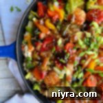 overhead of chicken teriyaki casserole in a pan