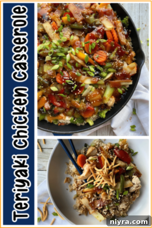Pinterest graphic for Teriyaki Chicken Casserole