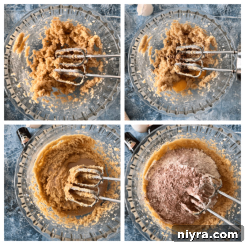 Mixing wet ingredients, including eggs and vanilla