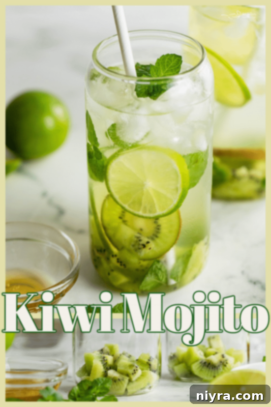 Refreshing Kiwi Mojito 10 Two perfectly garnished Kiwi Mojitos on a table