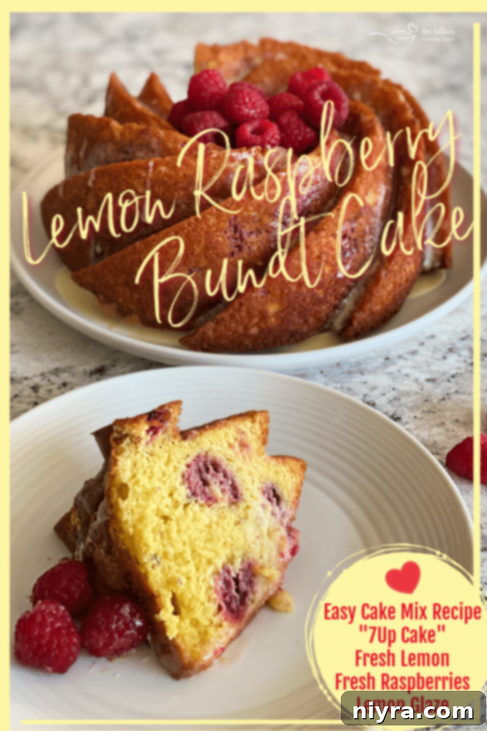 An appetizing slice of Lemon Raspberry Bundt Cake