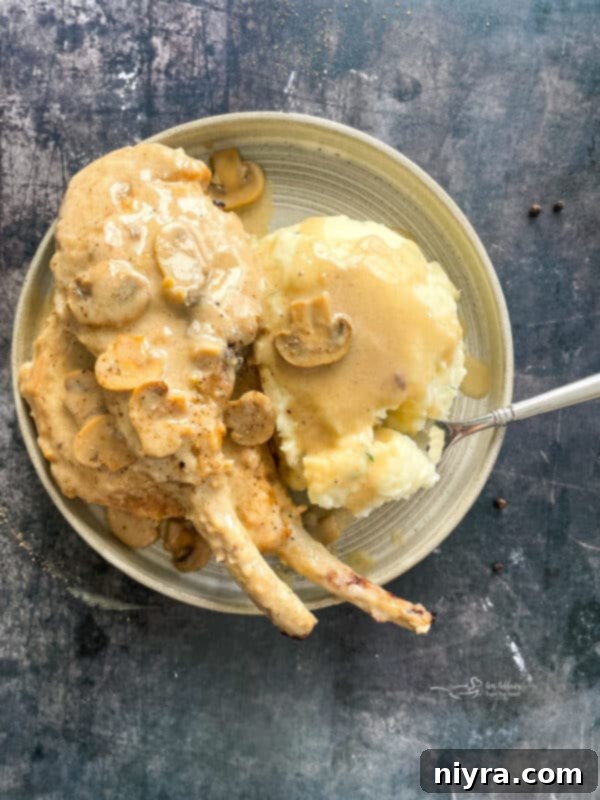 Mushroom Smothered Salisbury Steak 16 Pork Chops with Mushroom Gravy