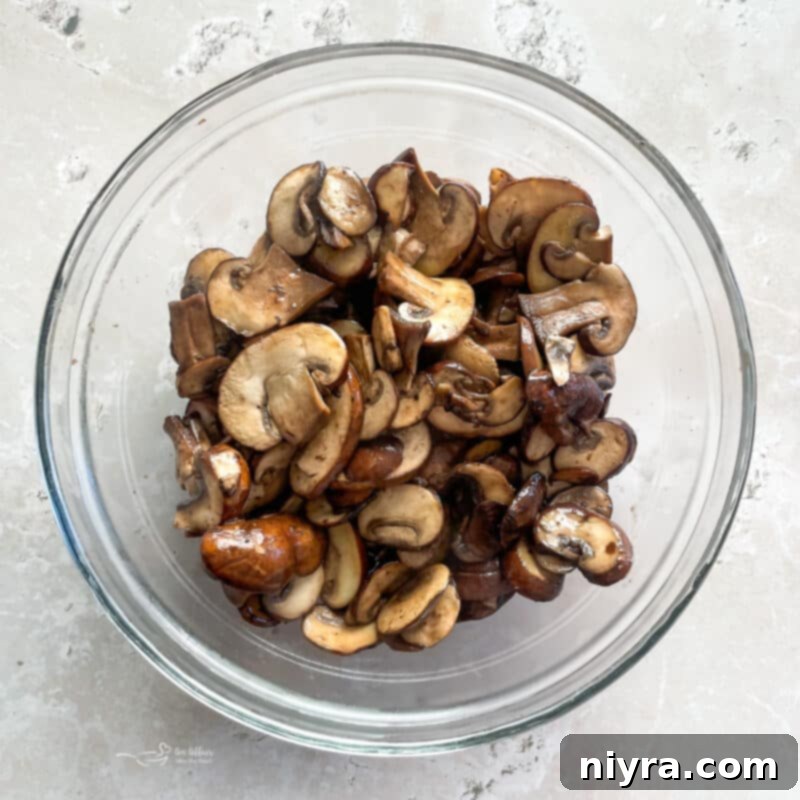 Mushroom Smothered Salisbury Steak 8 Sautéed Mushrooms in Skillet