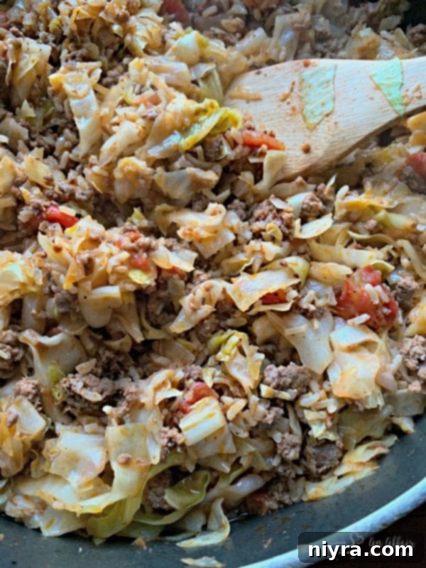Unstuffed Cabbage Roll Skillet - A delicious, easy one-pot meal