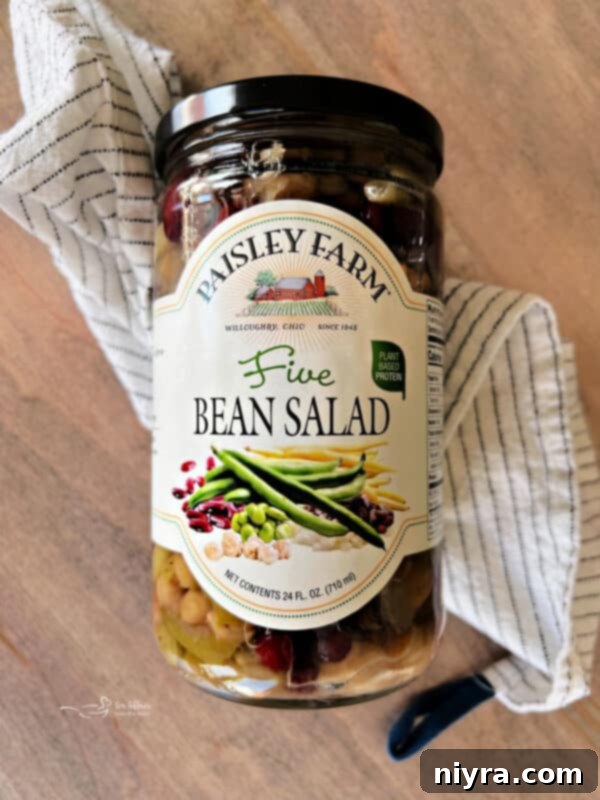 Paisley Farm Five Bean Salad jar and bowl