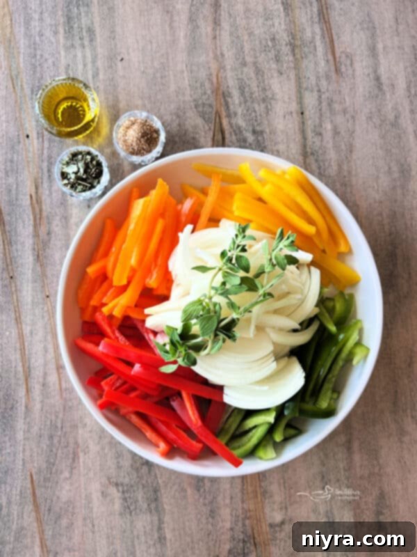 Sliced Bell Peppers and Onions