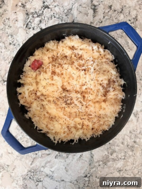 Smoked Polish Sausage and Sauerkraut 7 Step 4: Bake covered