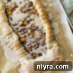 baked apple pumpkin strudel with icing