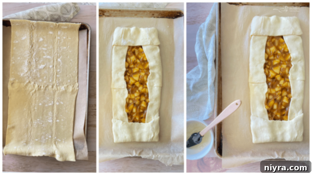 steps for assembling the apple pumpkin danish for baking