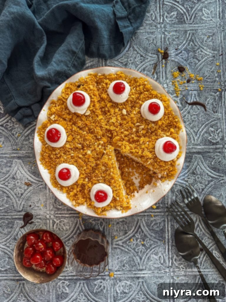 Close-up of the crispy topping on a fried ice cream pie