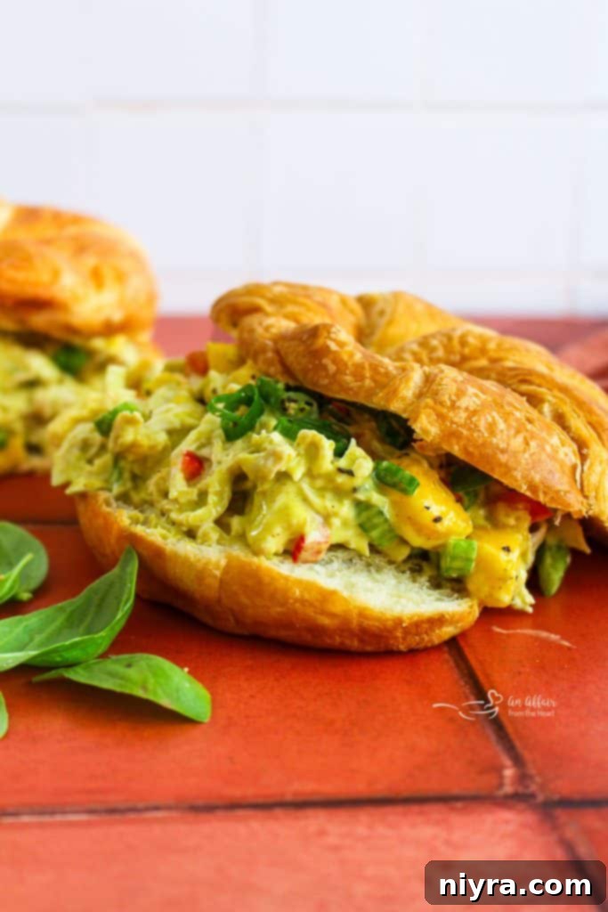 Close-up of fresh ingredients for Peach Basil Chicken Salad.