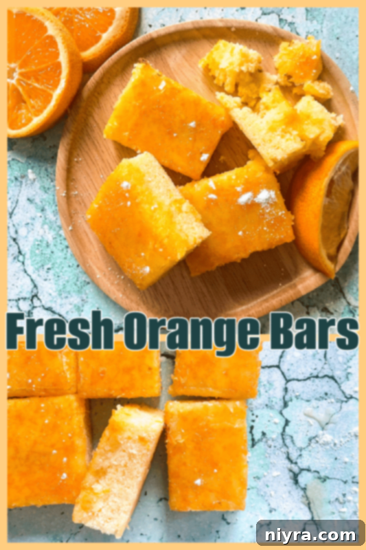 Fresh Orange Bars blue background wooden plate