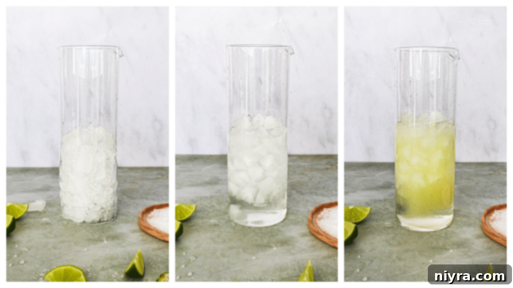 A simple graphic illustrating how to mix the margarita