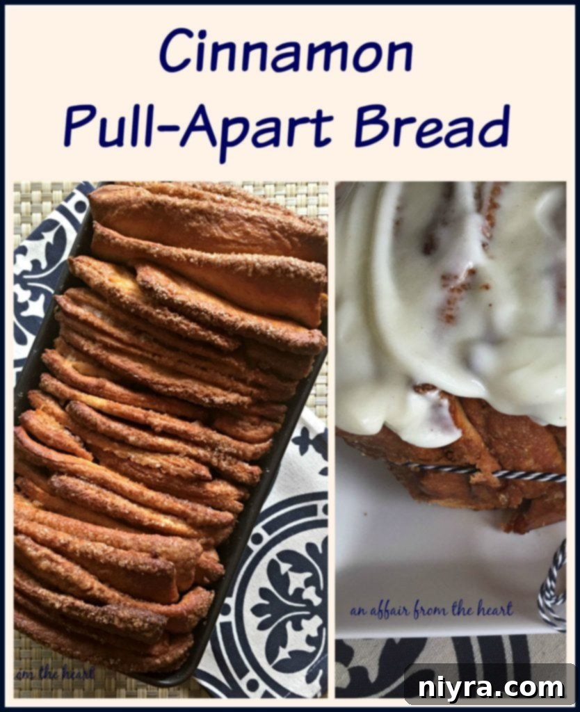 Warm Cinnamon Pull Apart Delight 22 Cinnamon Pull-Apart Bread with a section pulled off