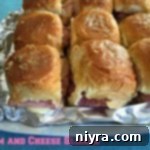 close up of Ham and Cheese Sliders