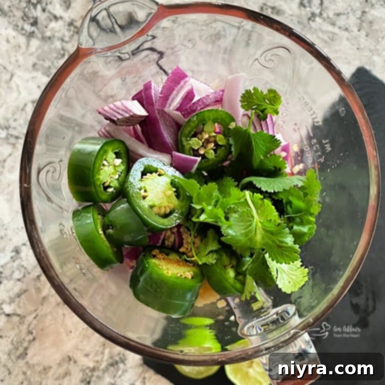 Ingredients for blender salsa laid out