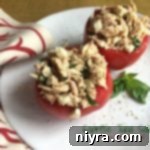 Fresh Caprese Tuna Delight 2 Close up of Caprese Tuna Salad served in a white bowl