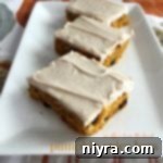 Pumpkin Spice Bars on a white serving platter
