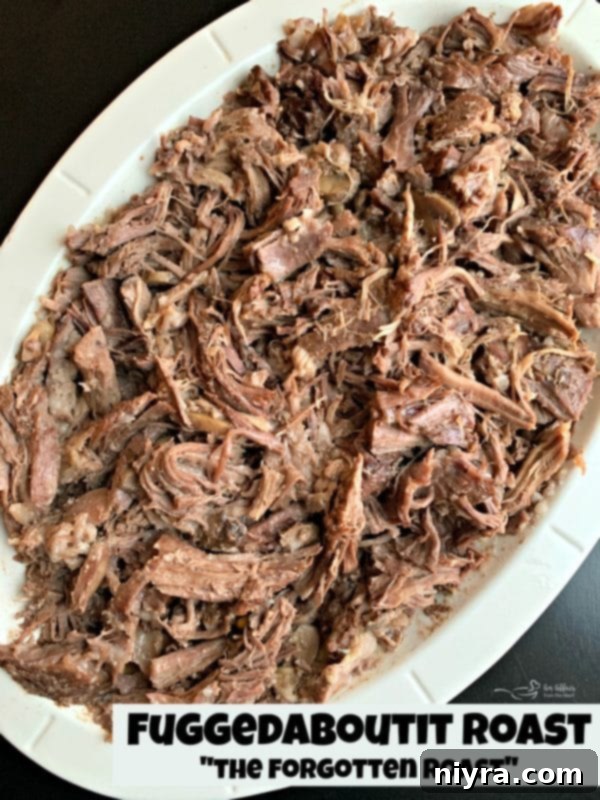 The ultimate Fuggedaboutit Roast, a simple yet sensational 3-ingredient slow-cooked beef recipe.