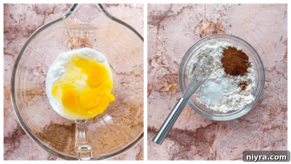 Cinderella Pumpkin Bundt Cake with Cream Cheese Frosting 7 Step-by-step image of beating sugar and eggs for pumpkin bundt cake batter