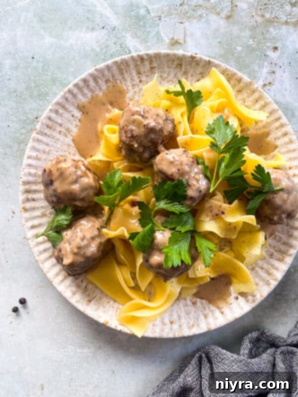 Ingredients for Swedish Meatballs laid out on a kitchen counter.