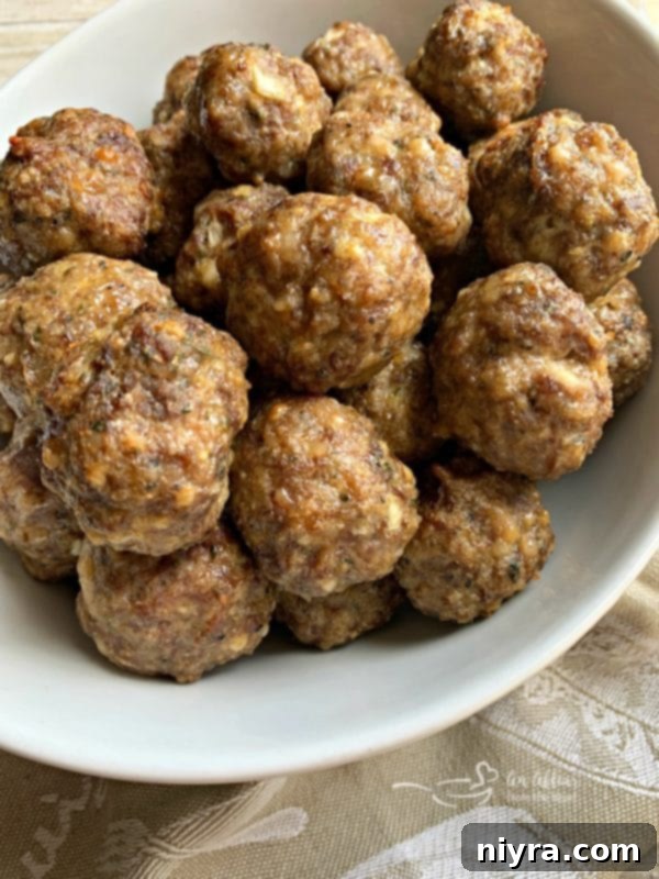 Close up of Italian Meatballs in a white bowl