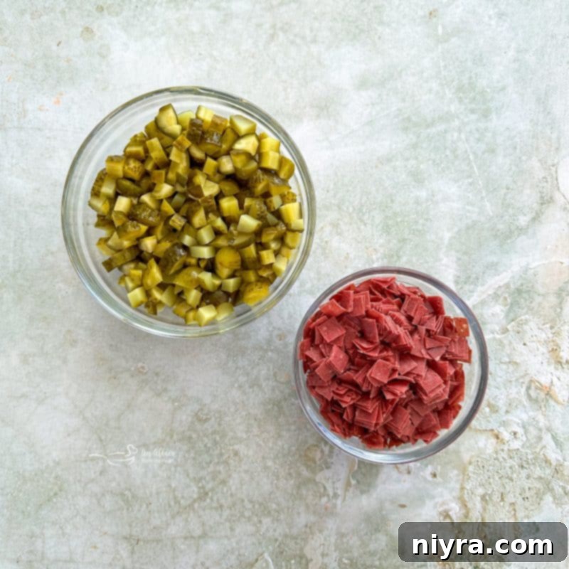 Chopped dried beef and pickles