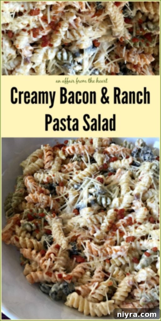 Decadent Bacon Ranch Pasta Salad 6 Delicious Creamy Bacon Ranch Pasta Salad with Garnish
