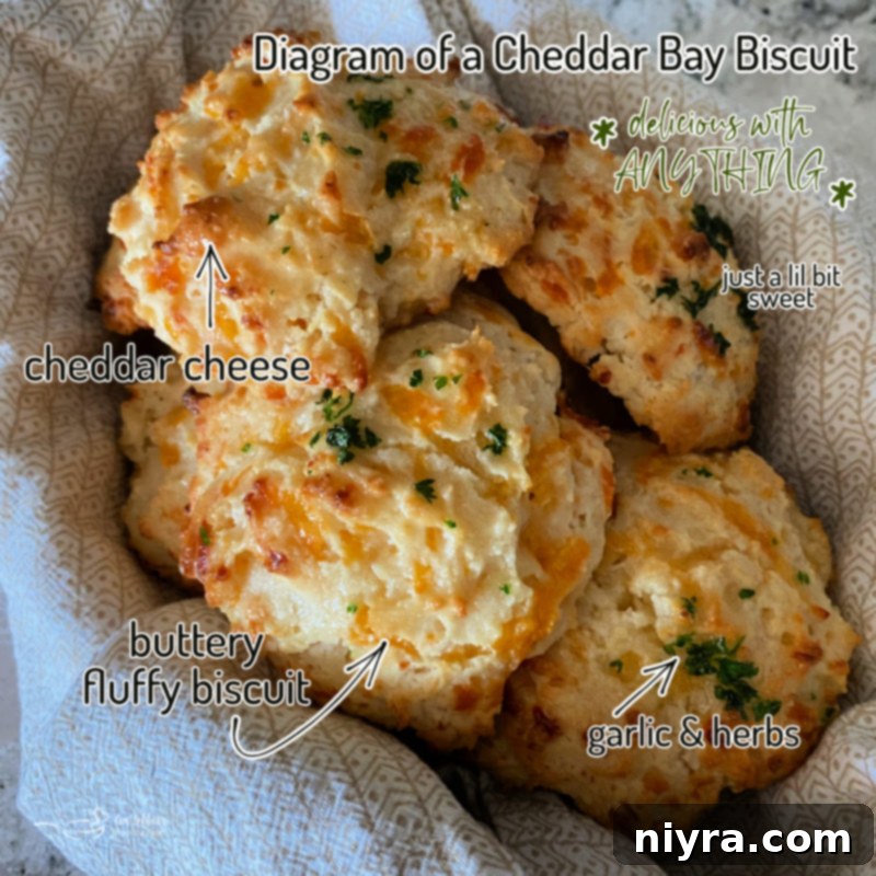 Cheddar Bay Biscuits in a basket, ready to be served