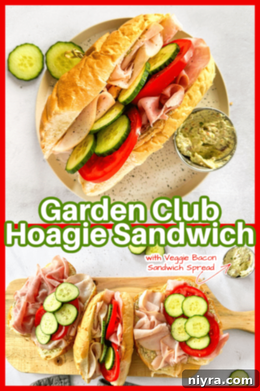 A final shot of the Garden Club Hoagie Sandwich, showing its inviting presentation.