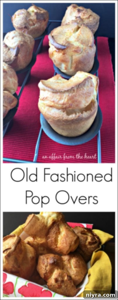 Close-up of freshly baked Old Fashioned Pop Overs with crispy edges