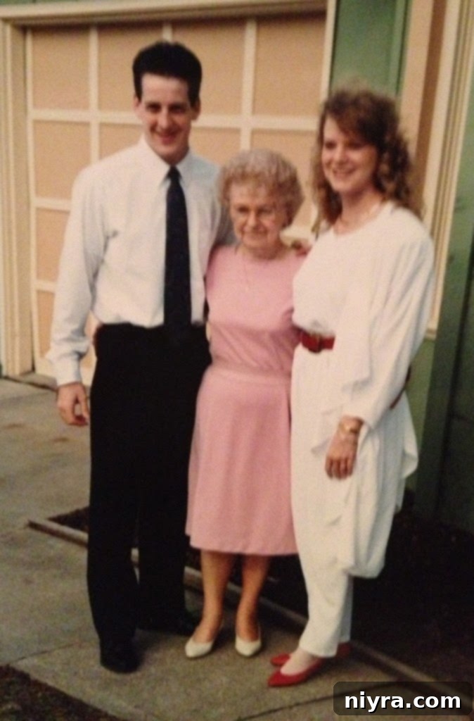 A vintage photo of a family at an Easter gathering in 1991